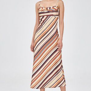 LAST 1! NWT C/MEO Collective Striped Silky Midi Dress